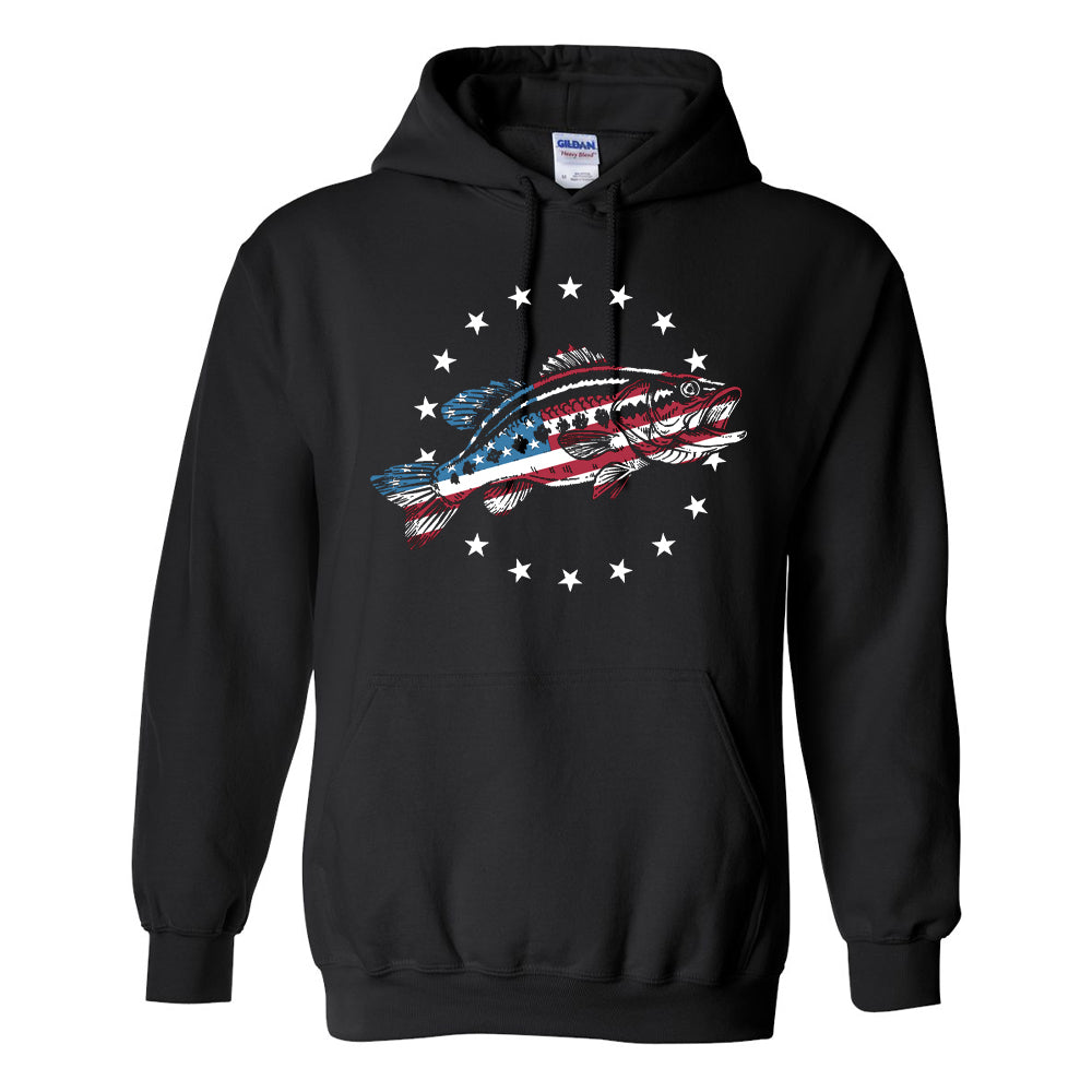 Patriotic Bass Fishing Hoodie